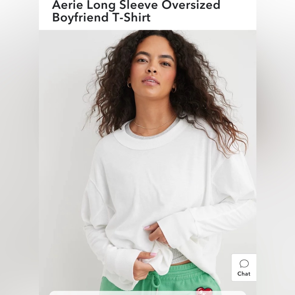 Aerie Long Sleeve Oversized Boyfriend T-Shirt